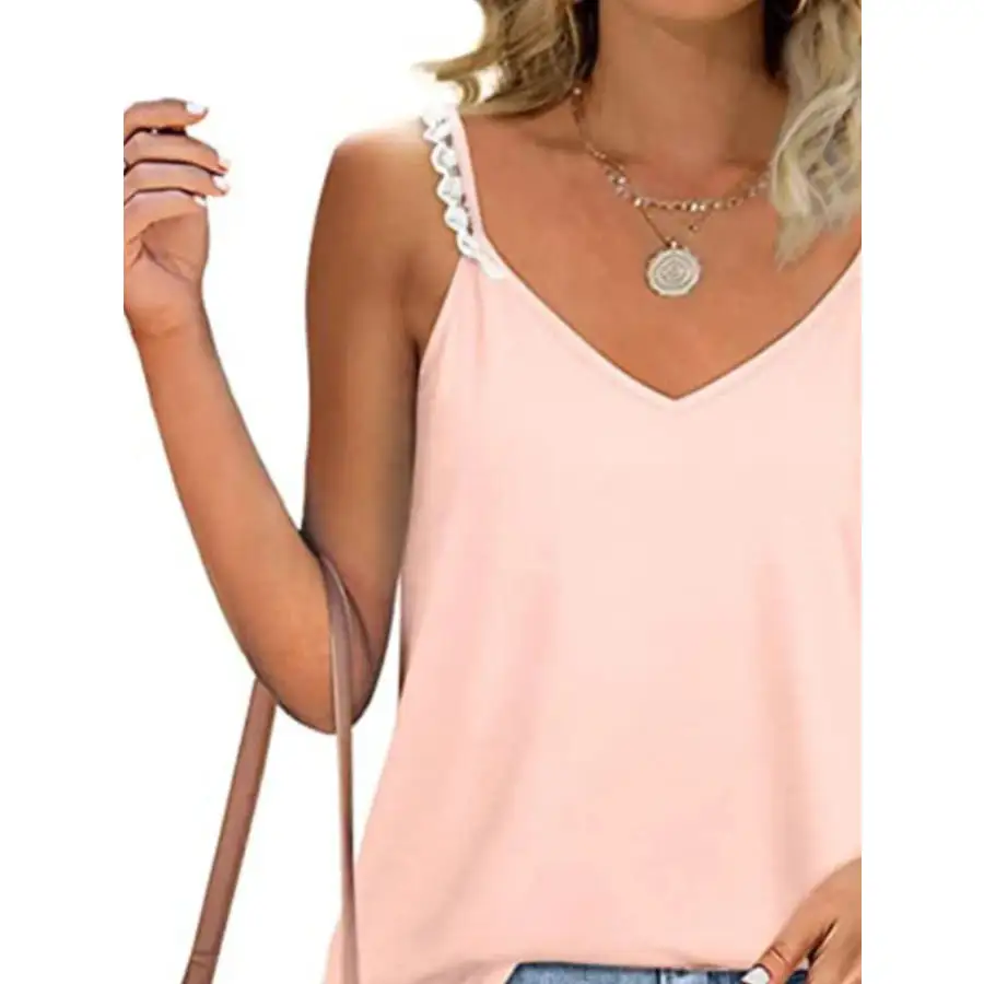 Full Size Lace Detail V Neck Camisole