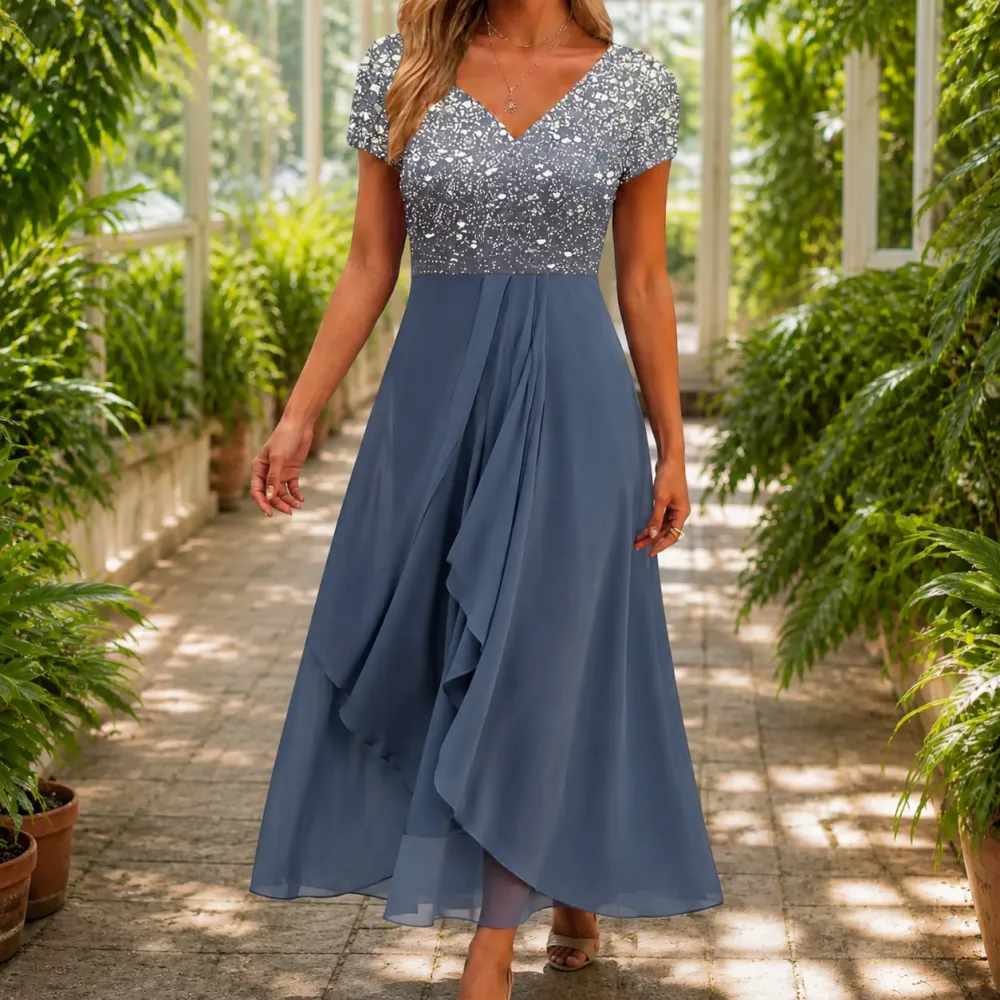 Printed A-Line Sweetheart Neck Maxi Dress