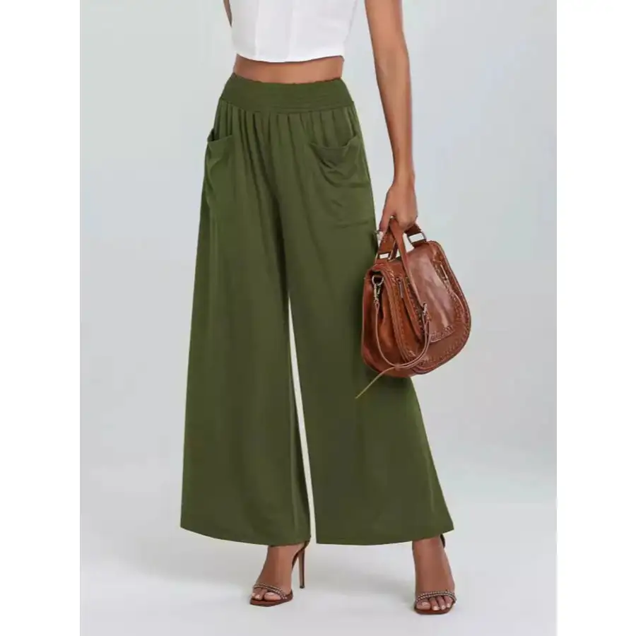 High Waisted Wide Leg Pants with Pockets