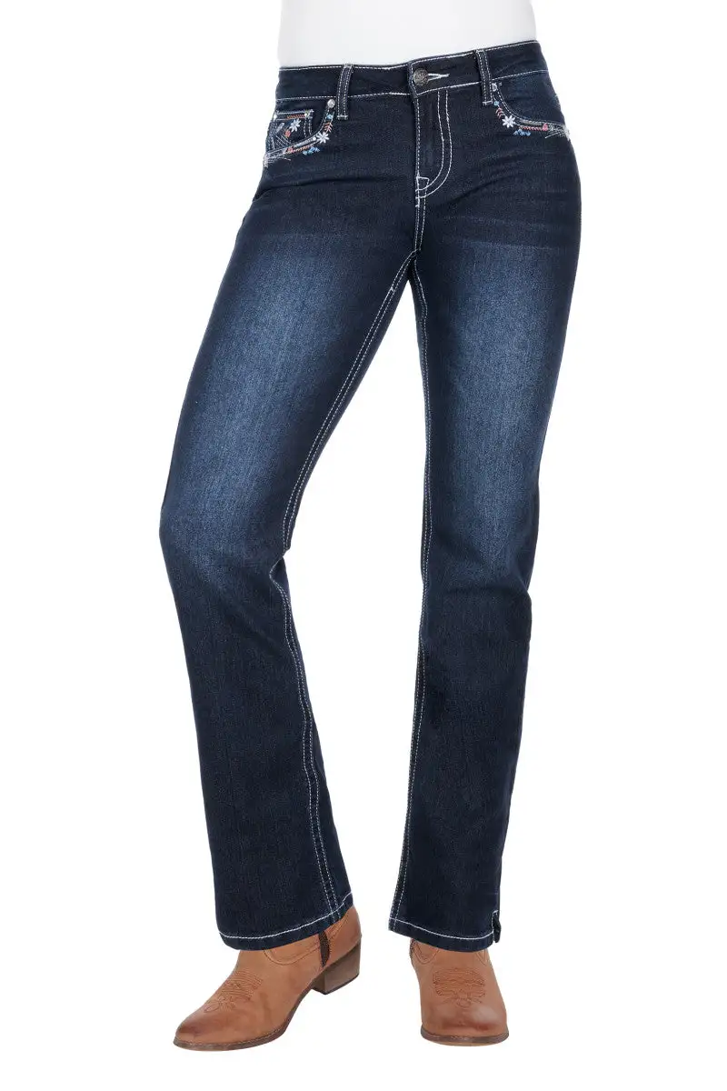 Women's Textured Straight Leg Jeans