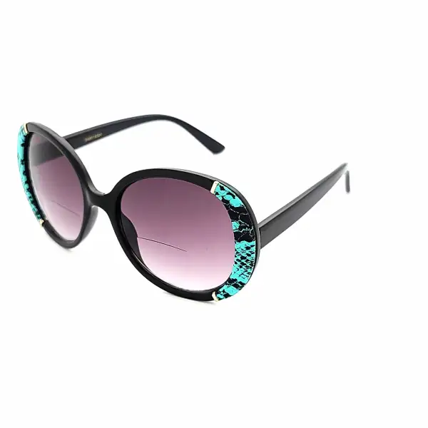 Women's Large Snake Print Round Bifocal Reading Sunglasses