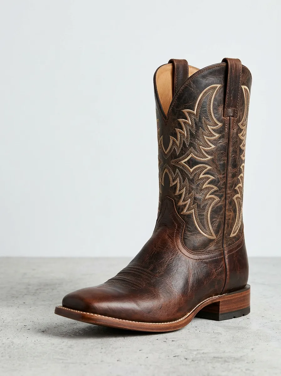 Frontier Heritage Embroidered Vintage-Inspired Style Men's Western Cowboy Boots