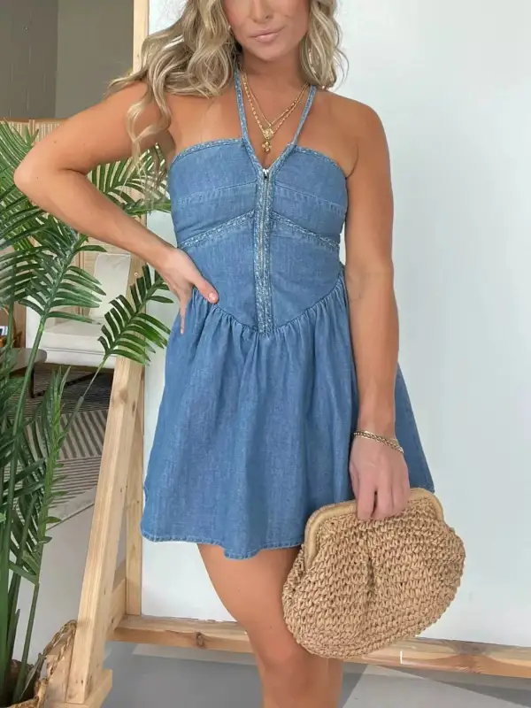 Structured Shape Denim Mini Dress