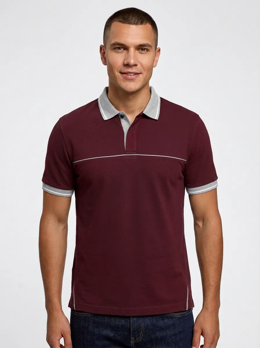 Men's Classic Everyday Contrast Trim Printed Polo Shirt