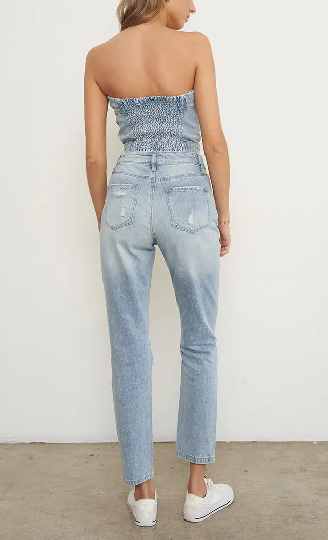 High Rise Ripped Girlfriend Jeans