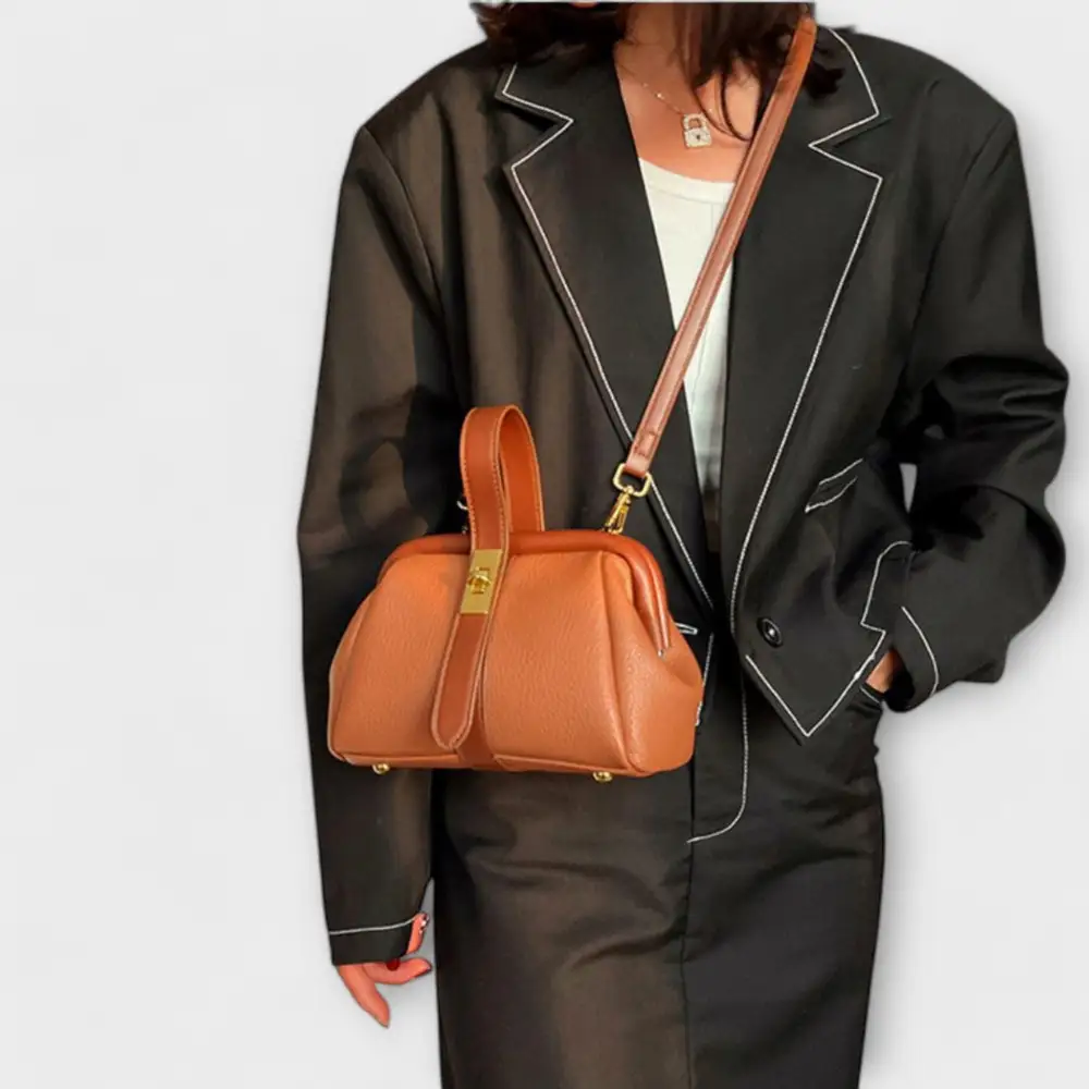 Structured Open Top Leather Handbag