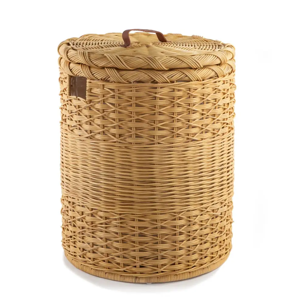 Round Wicker Laundry Hamper