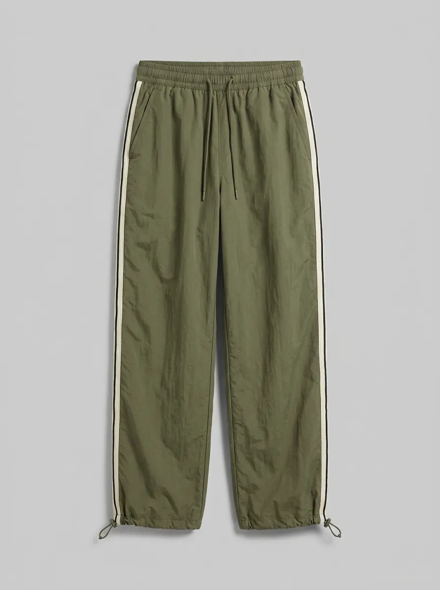 Women's Sporty Casual Olive Green Side Stripe Drawstring Jogger Pants