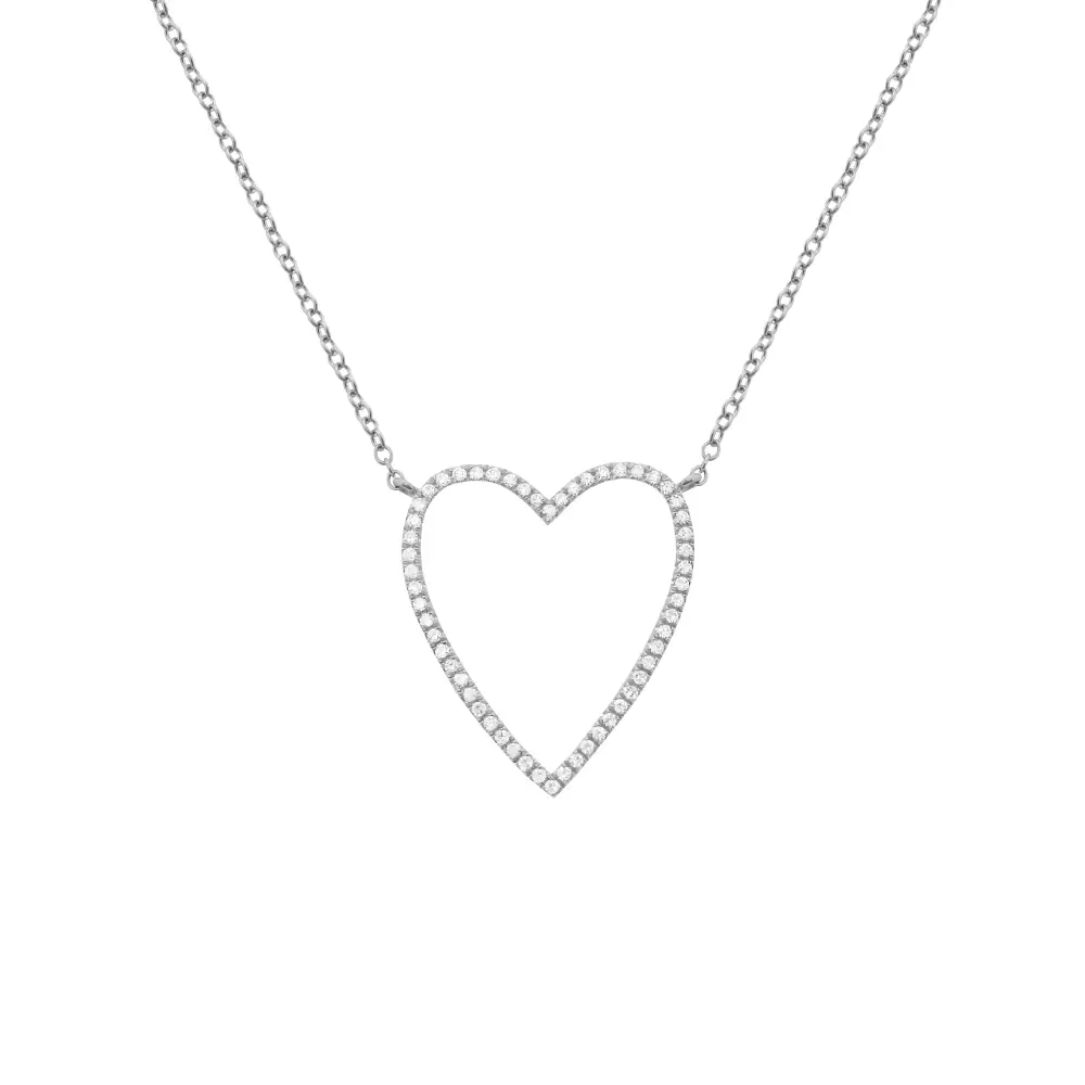 Polished Statement Heart Diamond Necklace