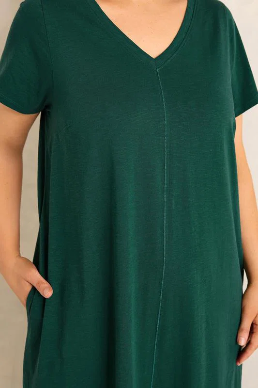 Teal Green Cotton Midi Dress detail 3