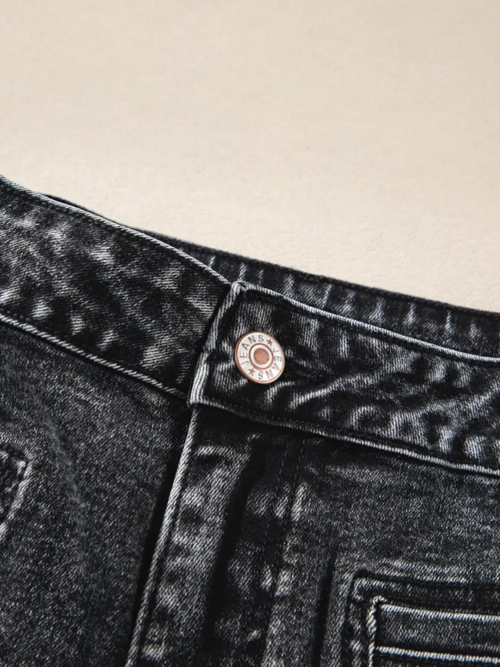 Textured High Waist Wide Leg Washed Denim Jeans