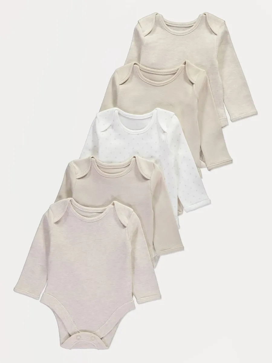 Neutral Long Sleeve Bodysuits 5 Pack