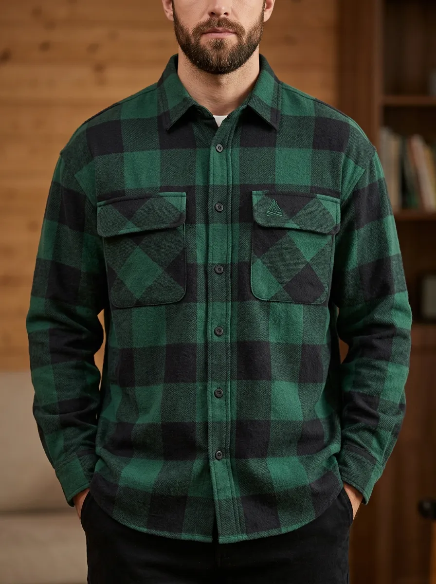 Forest Plaid Patch Pocket Shirt