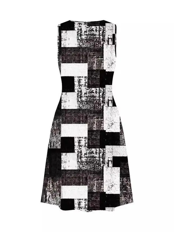 Sleeveless Plaid Round Neck Mini Dress
