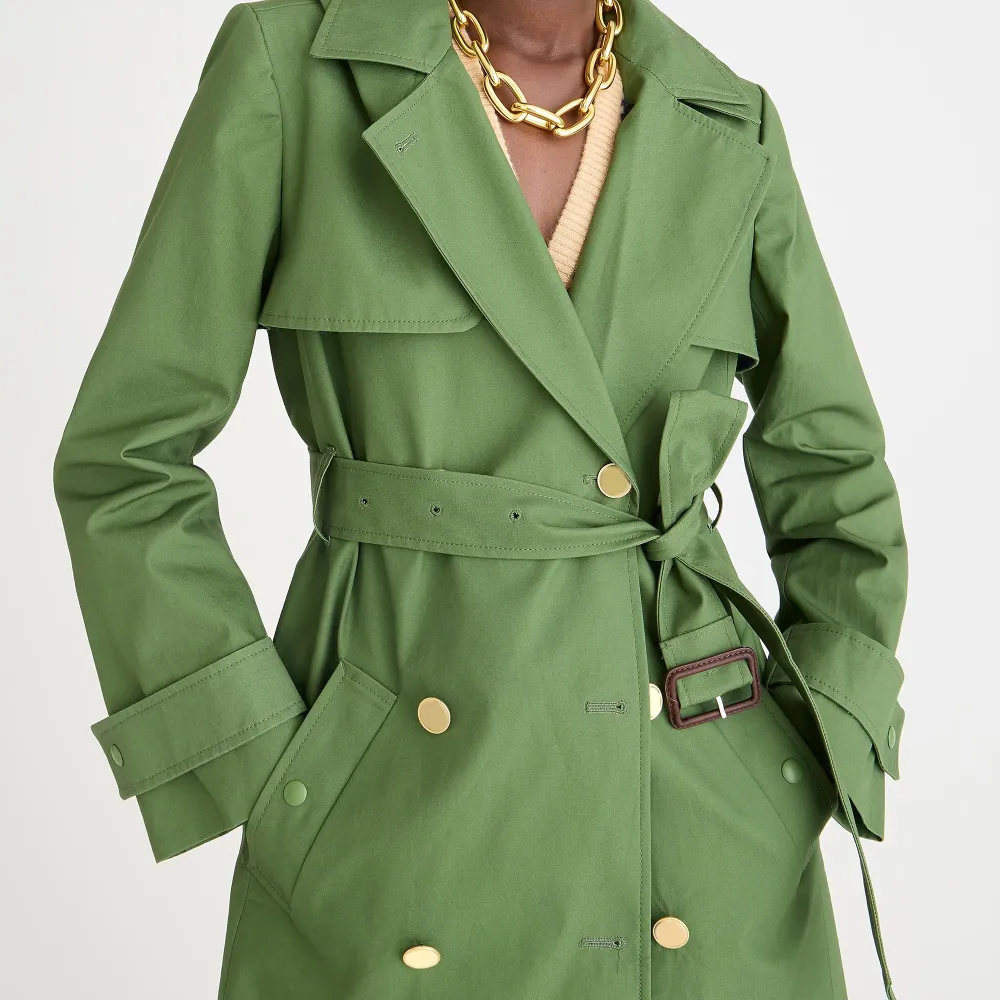 Button Front Cotton Jackets with Belt