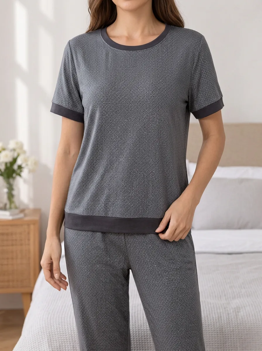 Women's Geometric Crewneck Short Sleeve Pajama Top
