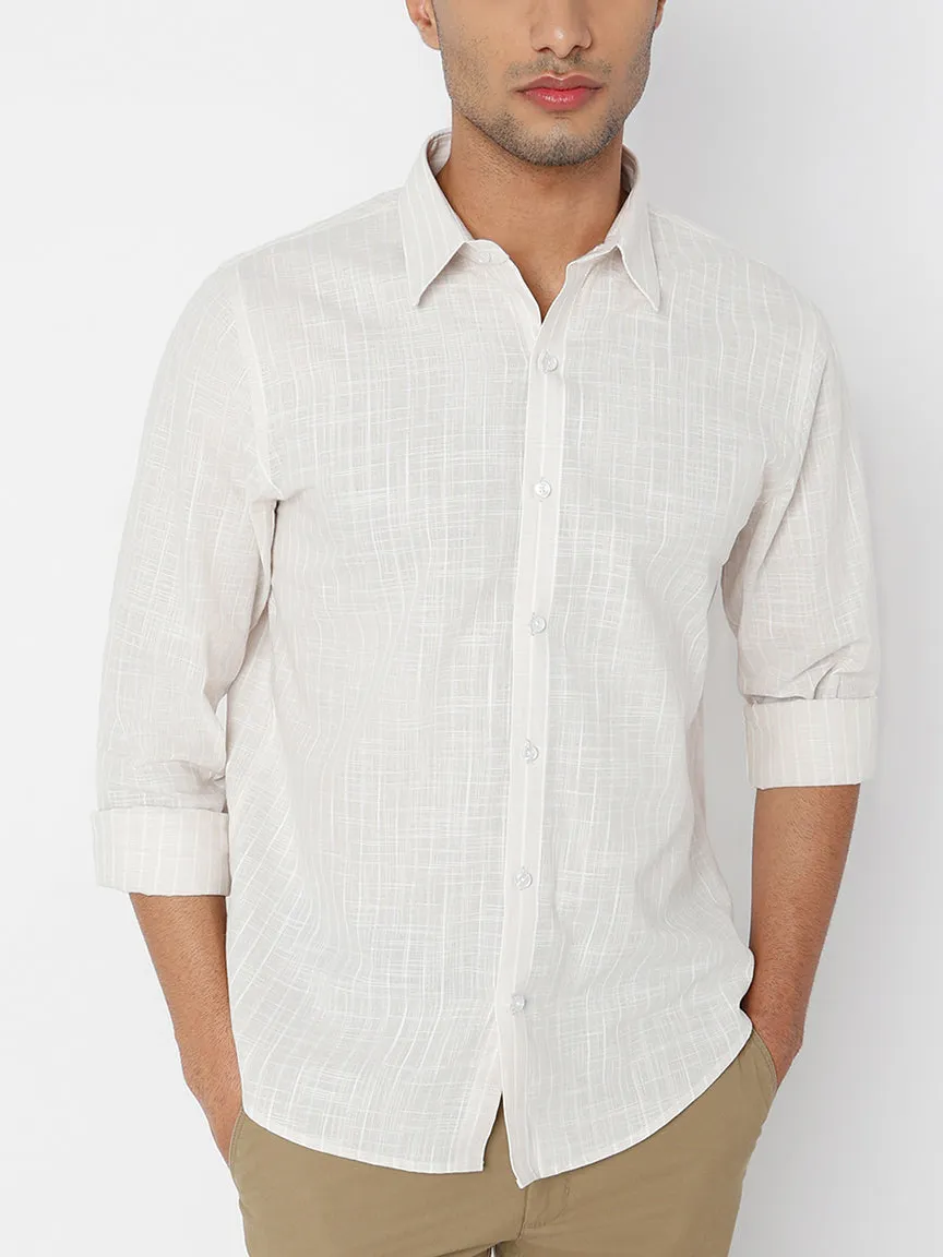 Streamlined Striped Slim Fit Linen Men's Formal Shirt