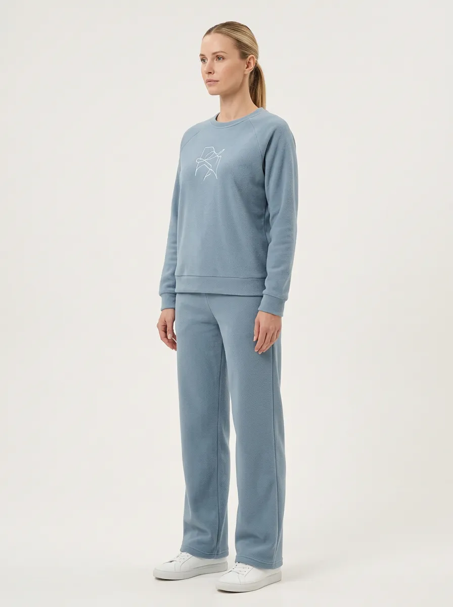 Women's Abstract Line Embroidered Sweatshirt Straight-Leg Set