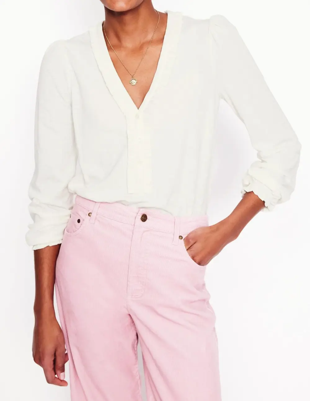 Poppy Ruffled Henley Top