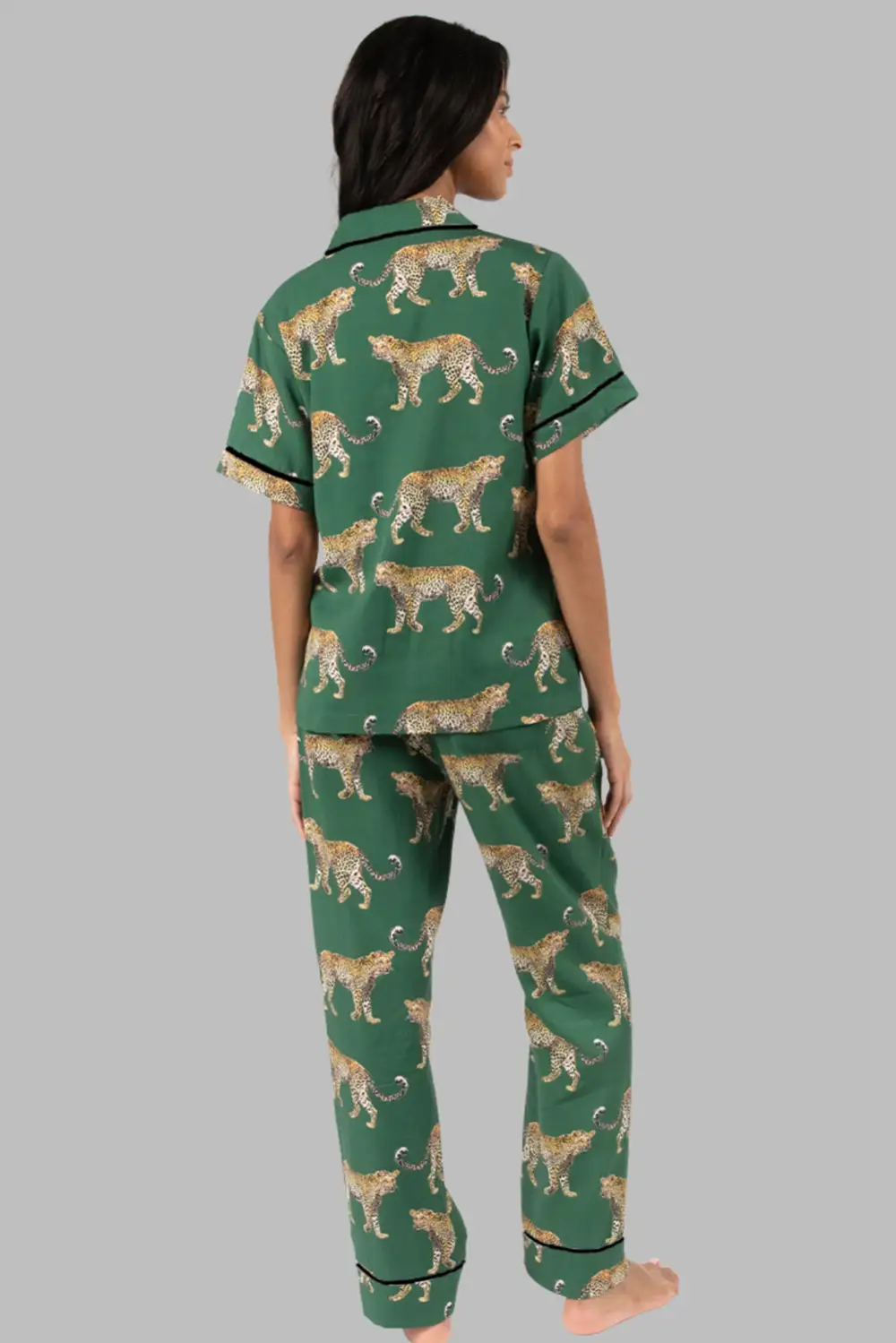 Cheetah Print Shirt And Pants Pajama Set