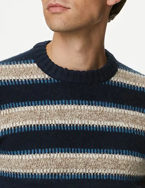Navy Mix Striped Knit Sweater
