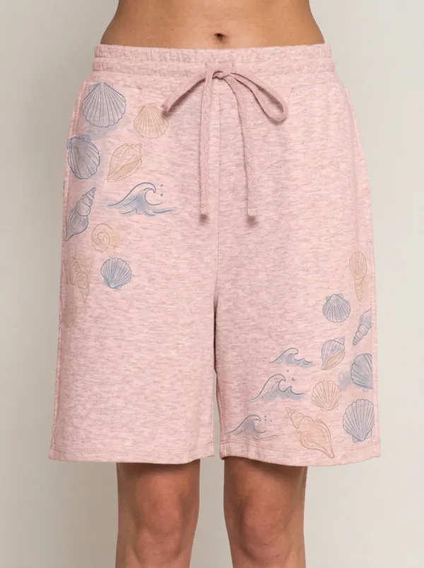 Women's Coastal Seashell and Wave Graphic Shorts