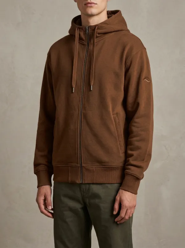 Men's Wave Detail Graphic Full-Zip Welt-Pocket Hoodie