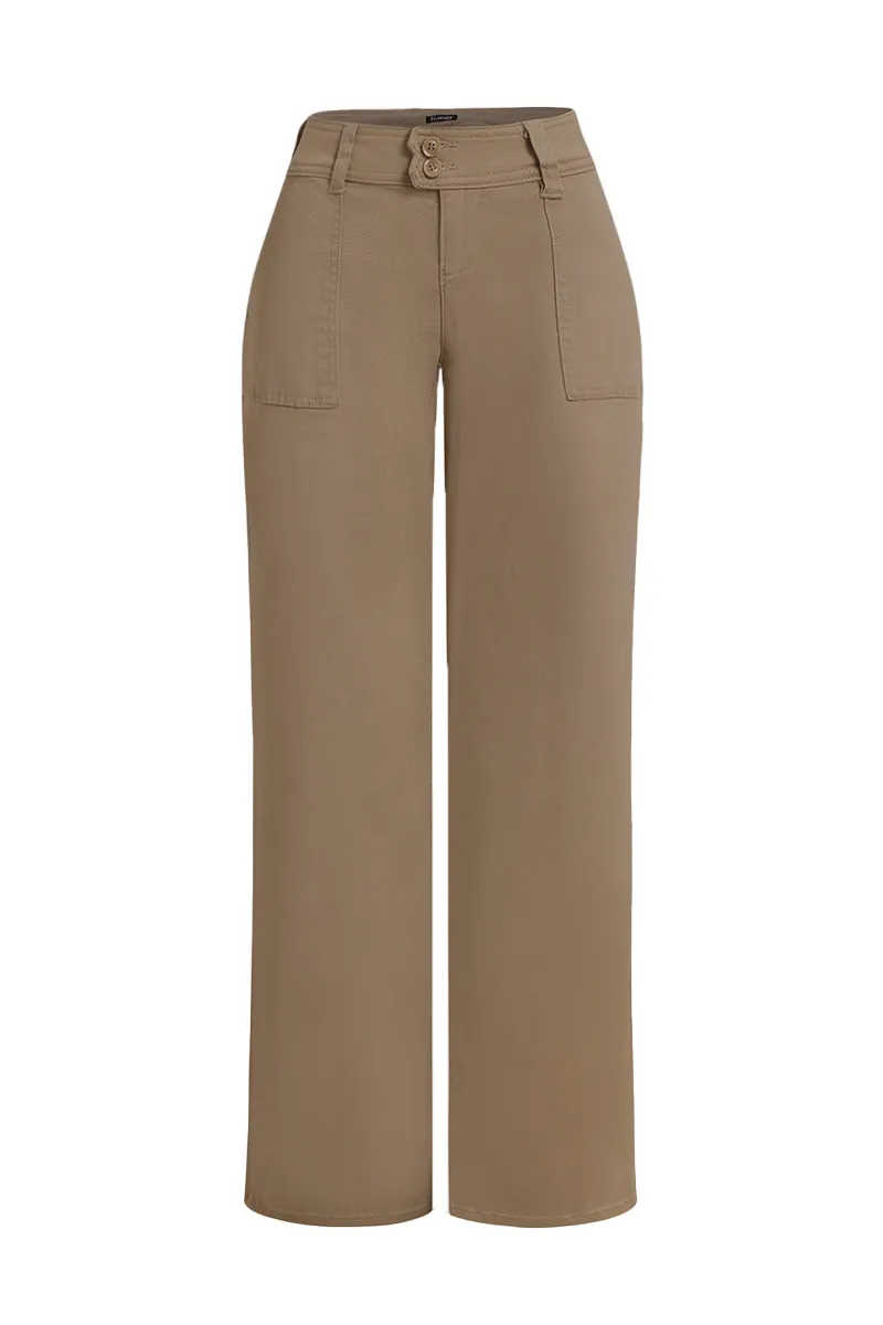 Solid Slant Pocket Low Rise Flare Jeans