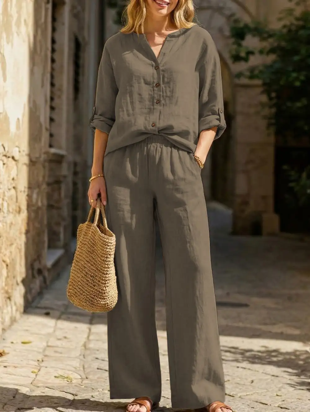 Wide-Leg Pants Set
