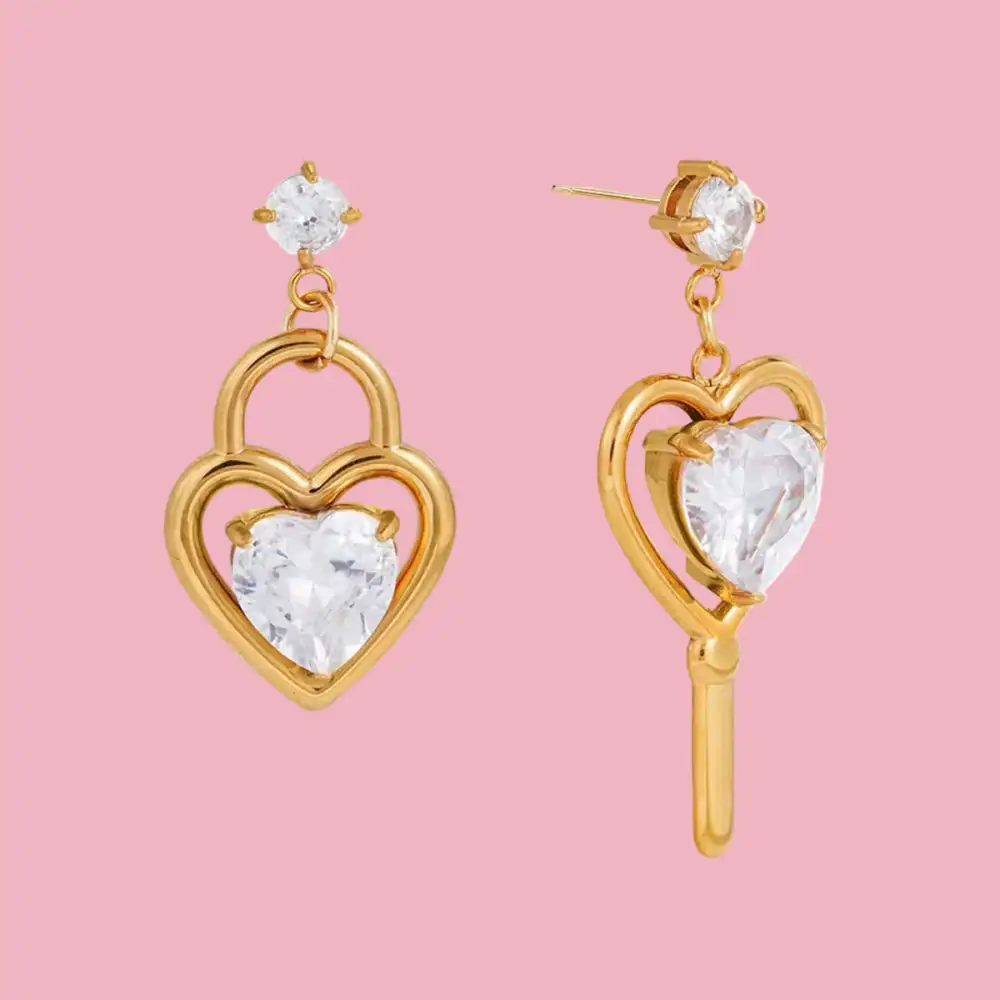 Heart Key Earrings