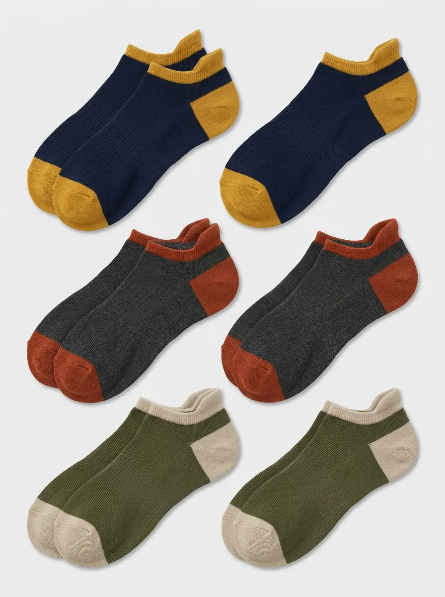 Men's Minimal Colorblock Ankle Sock Set