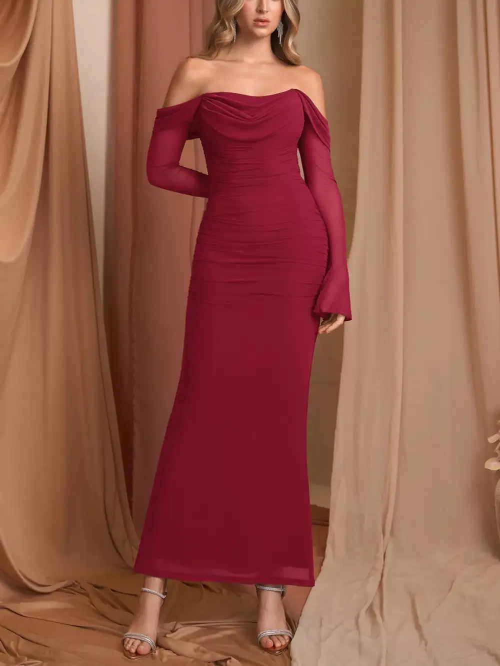 Relaxed Shape Ruched Maxi Dress