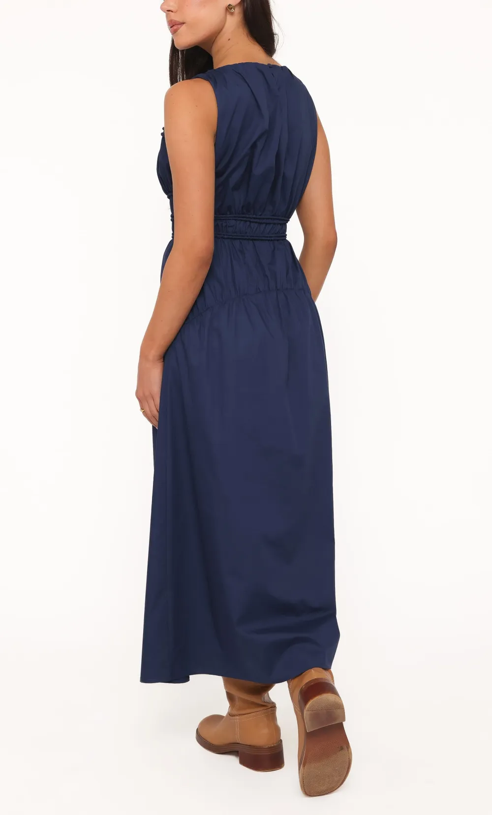 Sleeveless Boat Neck Midi Dress