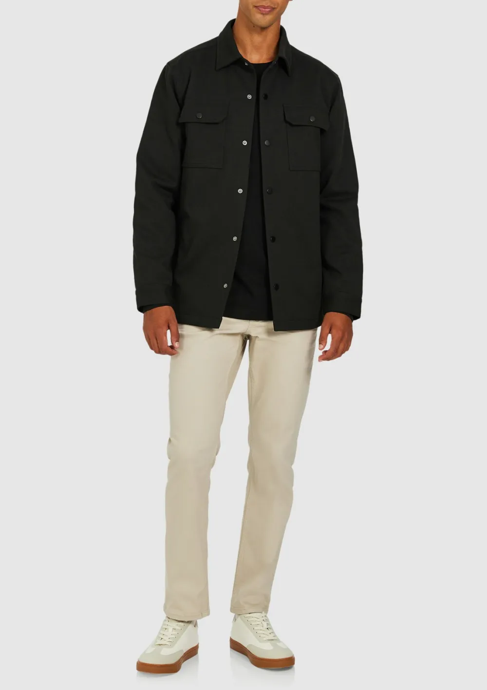 Black Basic Daily Double-Breasted Jacket