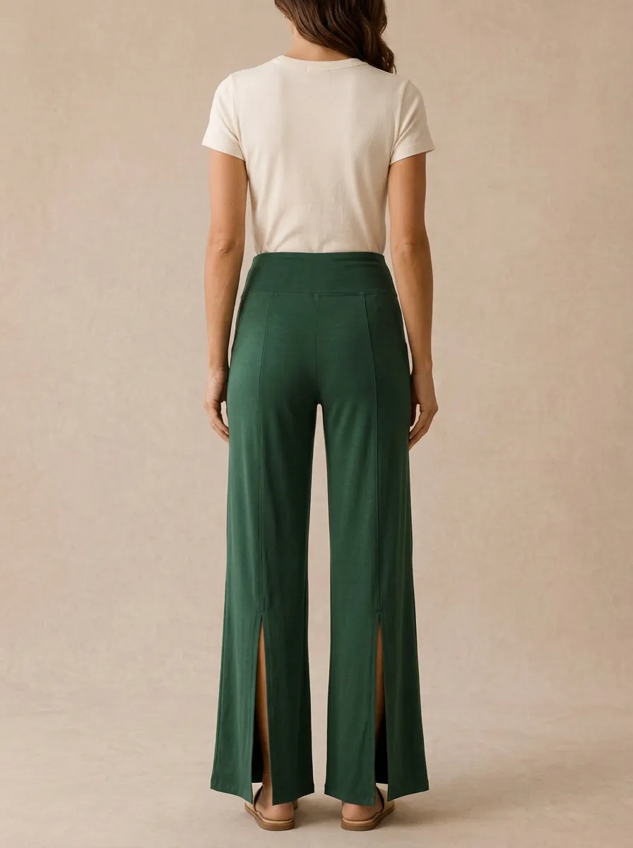 Women's High-Rise Slit-Front Wide-Leg Trousers