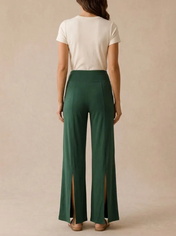 Women's High-Rise Slit-Front Wide-Leg Trousers