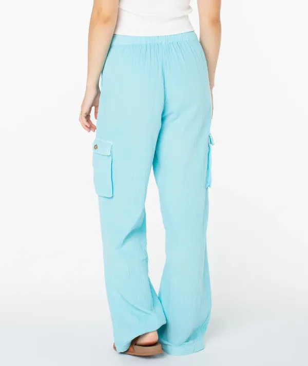 Stretch Waistband Drawstring Wide Pants