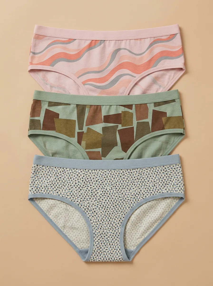 Women's Retro Aesthetic Geometric Polka Dot Printed Three Pack Panties