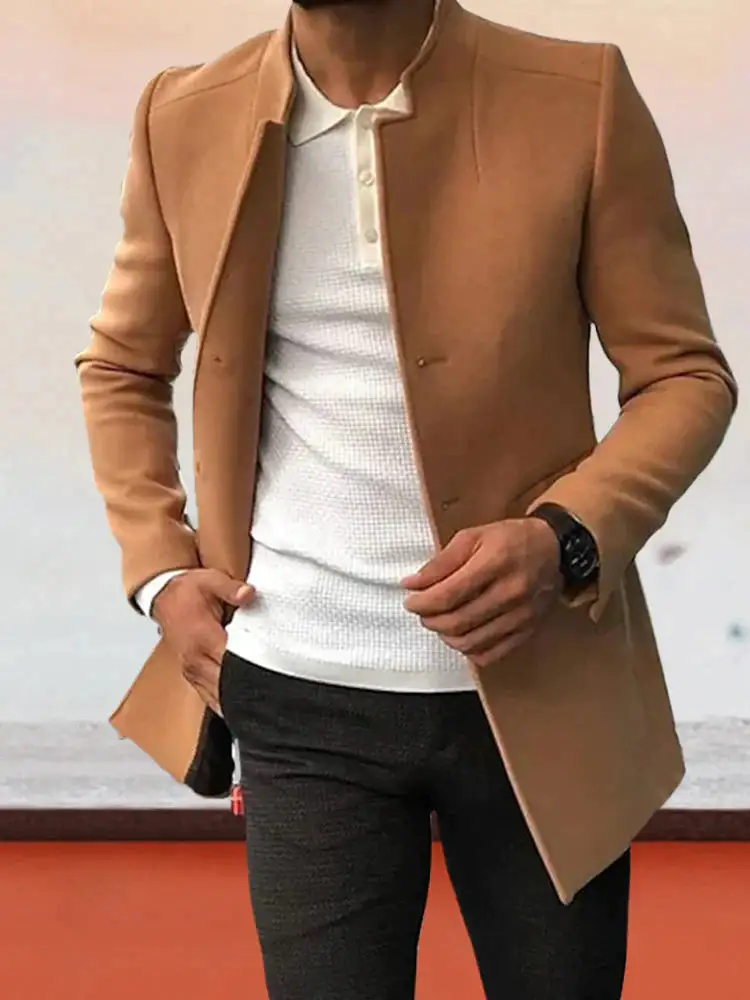 Relaxed Trendy Solid Tweed Blazer Coat