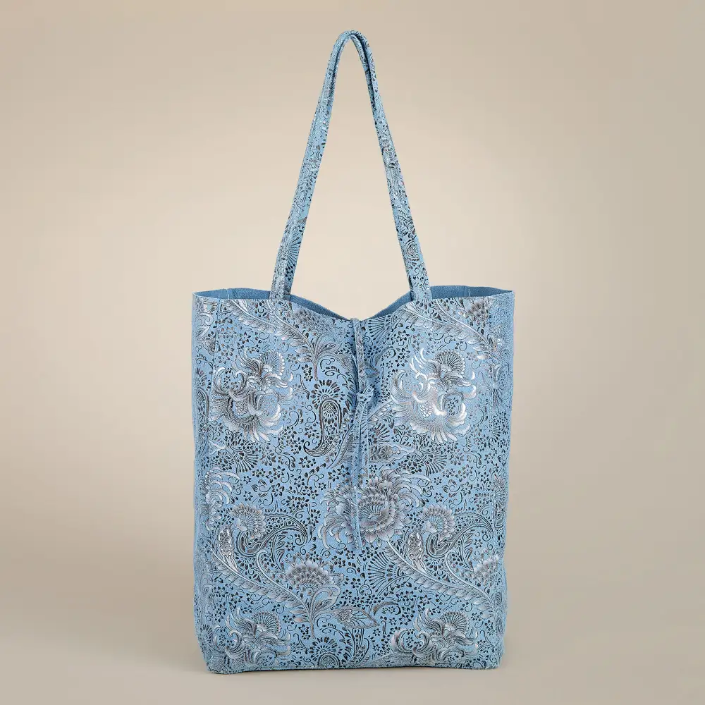 Leather Paisley Tote Bag