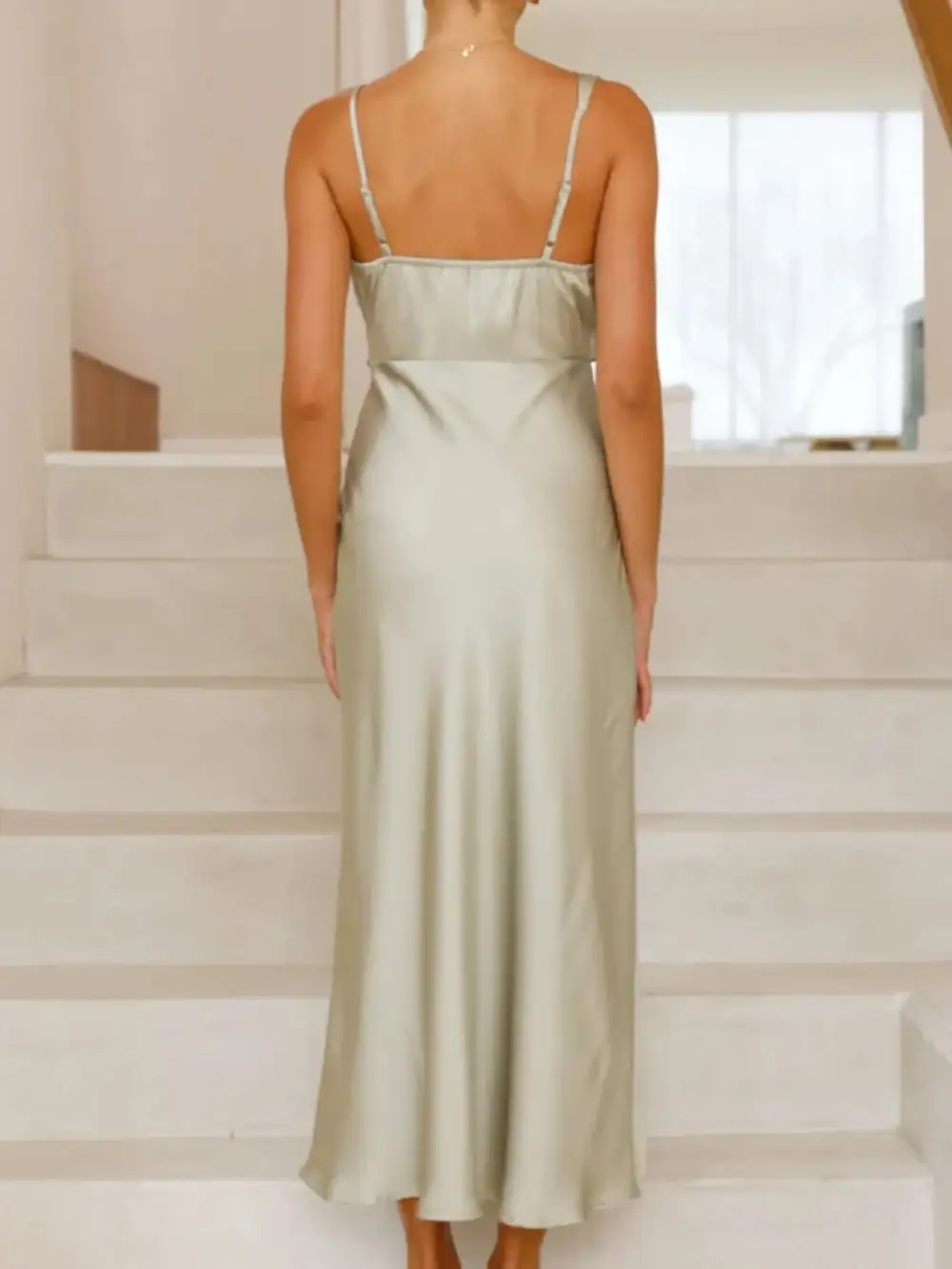 Balanced Detail Satin Midi Dress