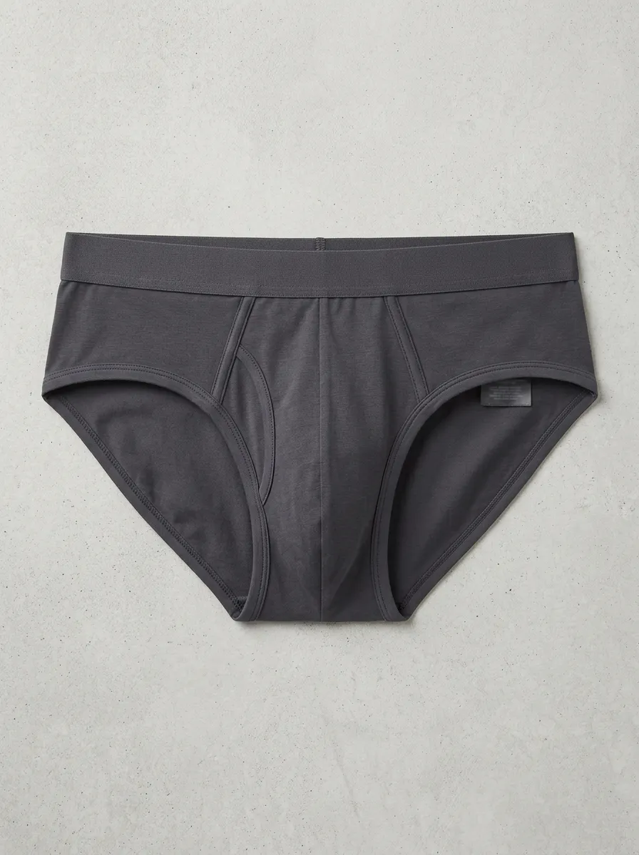 Men's Solid Charcoal Grey Cotton Briefs