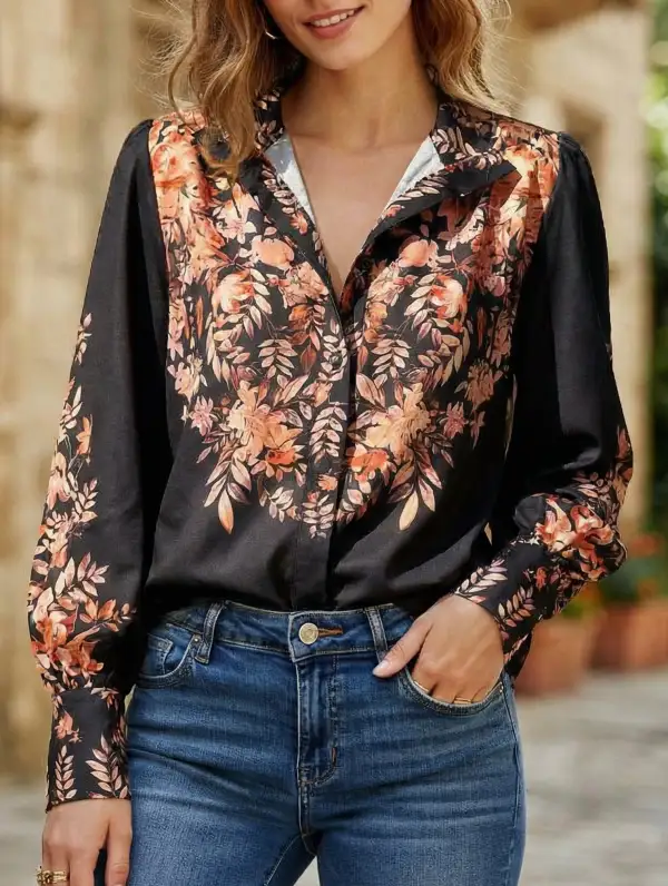 Lantern Sleeve Printed Top
