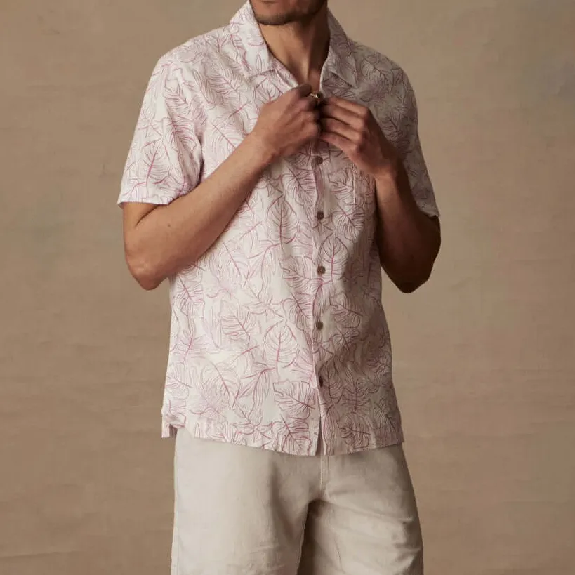 Men's Straight Camp Linen Shirt