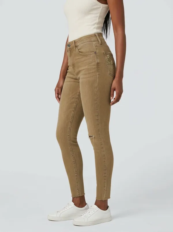 Women's Northbound Floral Embroidery Distressed Printed Slim Jeans