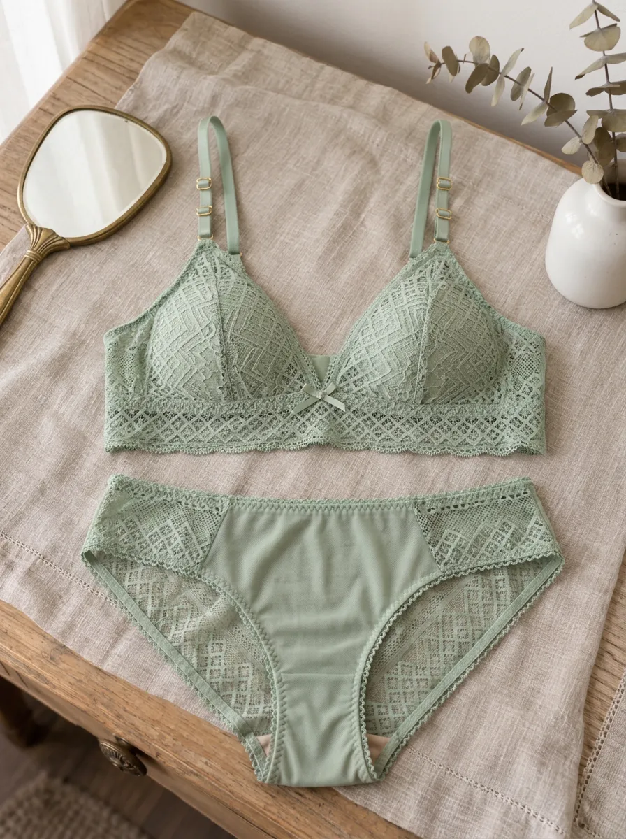 Women's Geometric Lace And Lace Lingerie Set