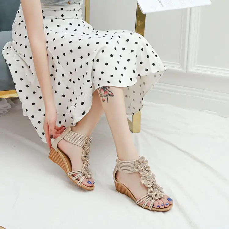 Floral Detail Wedge Sandals