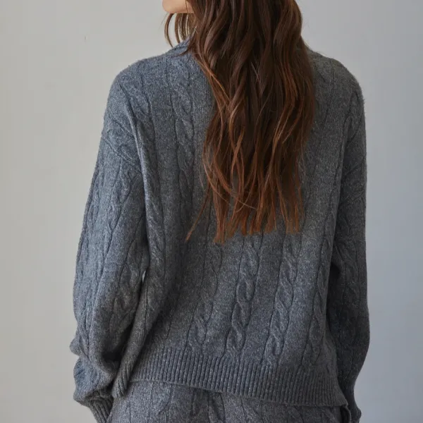 Collared Cable Knit Half-Zip Sweater