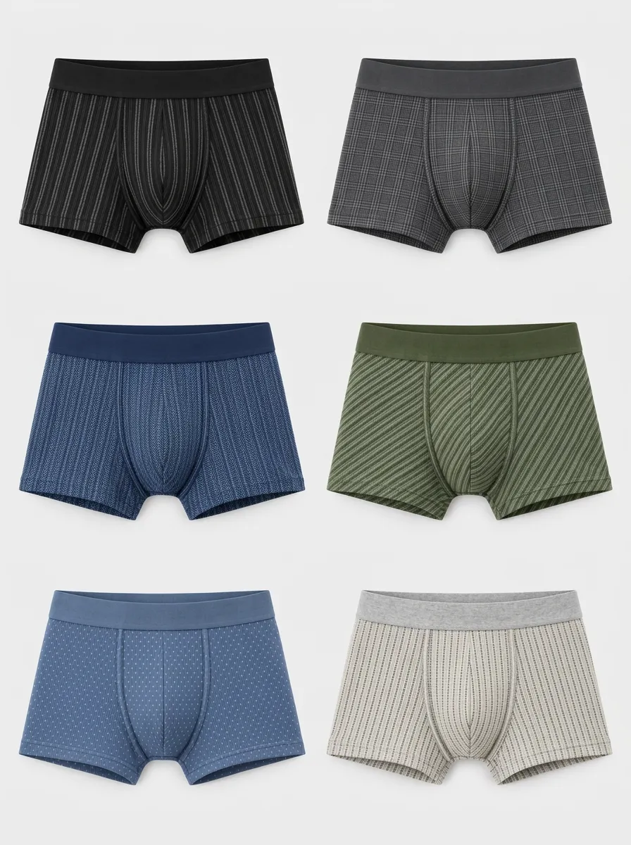 Men's Multi-Pattern Geometric Printed Boxer Briefs 6-Pack