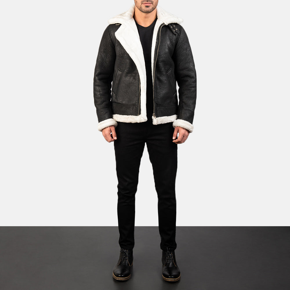 Men's Classic Bomber Leather Distressed Jacket